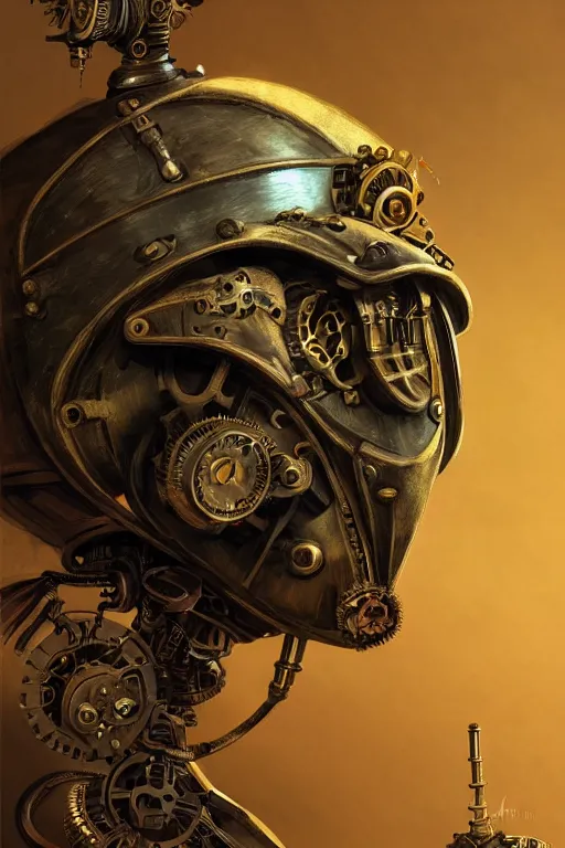 Image similar to steampunk helmet fantasy art mask robot ninja stylized digital illustration sharp focus, elegant intricate digital painting artstation concept art global illumination ray tracing advanced technology chaykin howard and campionpascale and cooke darwyn and davis jack