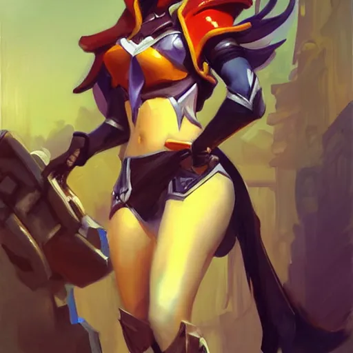 Prompt: greg manchess portrait painting of partially armored ahri from league of legends as overwatch character, medium shot, asymmetrical, profile picture, ambient occlusion, organic painting, sunny day, matte painting, bold shapes, hard edges, street art
