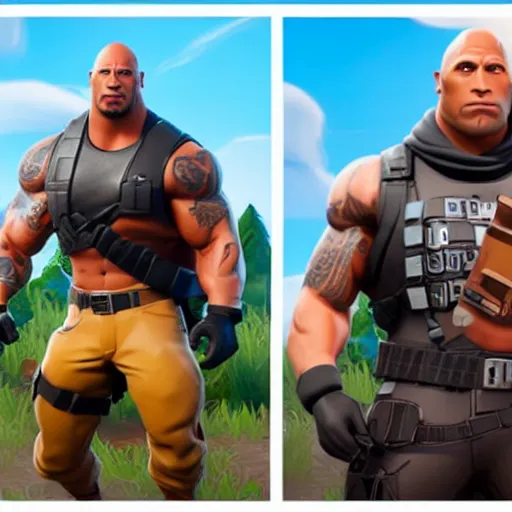 Image similar to Dwayne Johnson as fortnite character