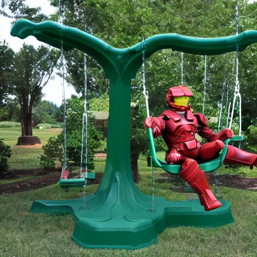 Image similar to master chief on a swing set