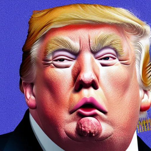 Image similar to donald trump in the form of a fat pig, highly detailed digital art, photorealistic