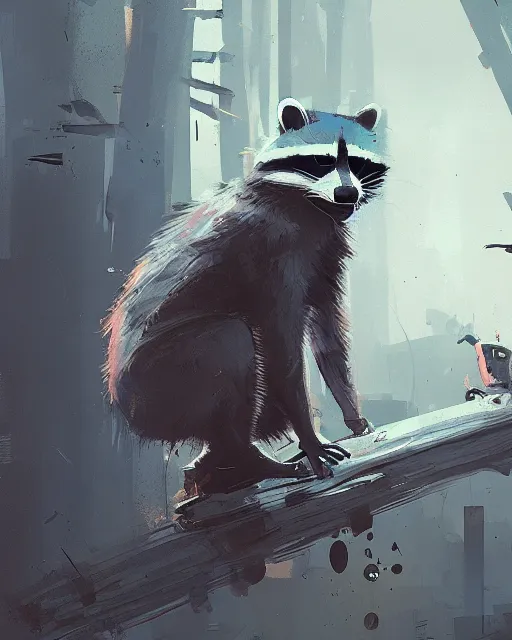 Prompt: raccoon, ismail inceoglu