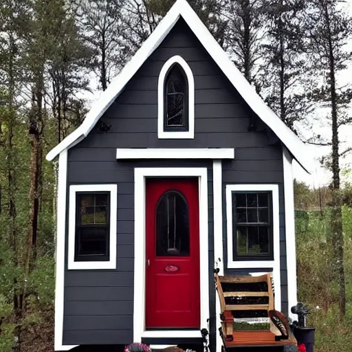 Image similar to Gothic tiny home.