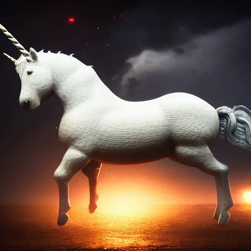 Prompt: full body pose, hyperrealistic photograph of a depressed unicorn, dim volumetric lighting, 8 k, octane beautifully detailed render, extremely hyper detailed, intricate, epic composition, cinematic lighting, masterpiece, trending on artstation, very very detailed, stunning, hdr, smooth, sharp focus, high resolution, award, winning photo, dslr, 5 0 mm