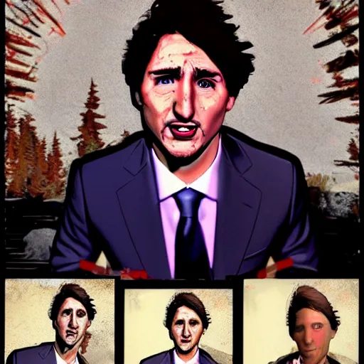 Image similar to justin trudeau as a borderlands psycho cel-shaded and unreal engine