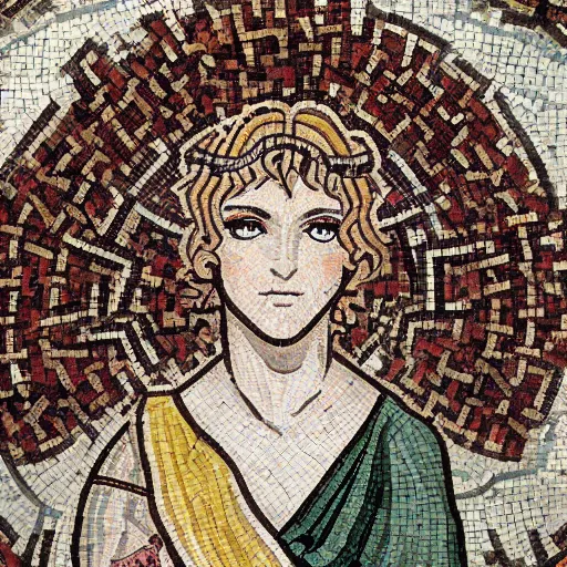 Prompt: an ancient roman mosaic of an anime girl