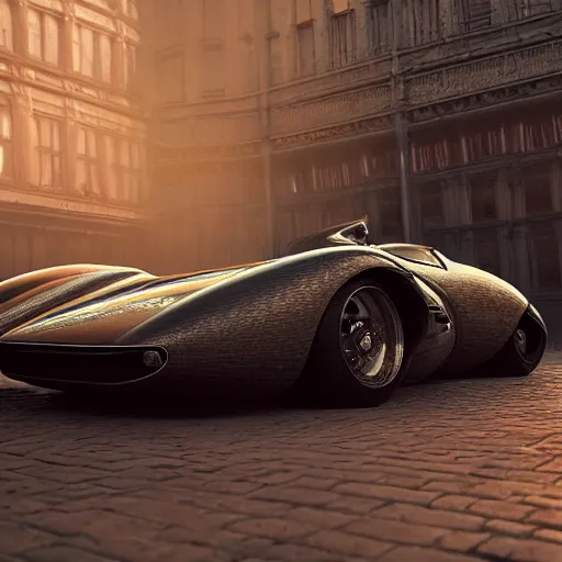 Image similar to cyber vintage supercar slick, warm tones : by michal karcz, daniel merriam, victo ngai and guillermo del toro : ornate, dynamic, particulate, intricate, elegant, highly detailed, centered, artstation, smooth, sharp focus, octane render