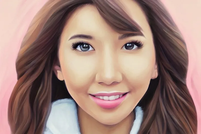 Prompt: a painting portrait of pokimane!!!!!, twitch streamer, digital art