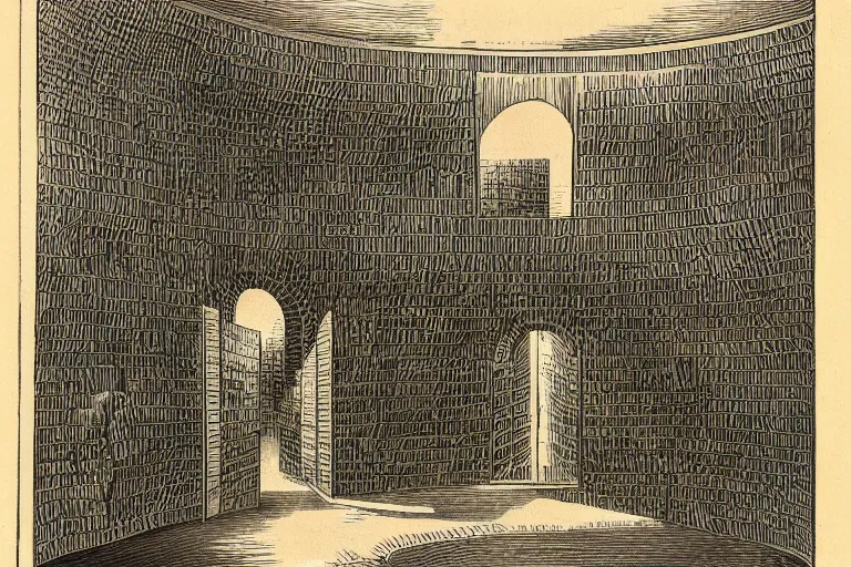 Prompt: an entrance to the infinity library of babel