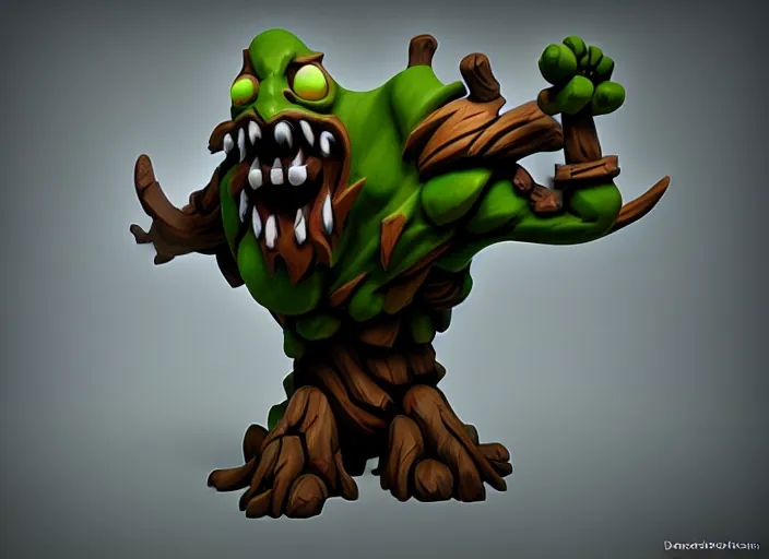 Prompt: wooden treant festeroot snarling head, stylized stl, 3 d render, activision blizzard style, hearthstone style, darksiders art style