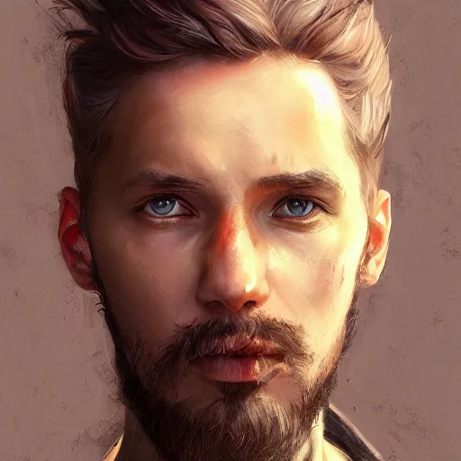 Image similar to portrait of a man , digital art by Mandy Jurgens and Irina French and Heraldo Ortega and Janice Sung and Julia Razumova and Charlie Bowater and Aaron Griffin and Jana Schirmer and Guweiz and Tara Phillips and Yasar Vurdem and Alexis Franklin and Loish and Daniela Uhlig and David Belliveau , hyperdetailed, artstation, cgsociety