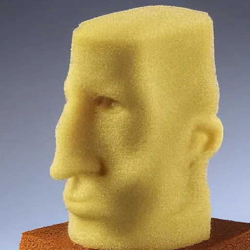 Prompt: a sponge sculpture of a man