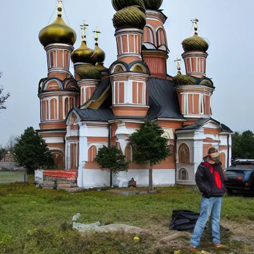 Prompt: tiny home that looks exactly like st volodymyr's cathedral.