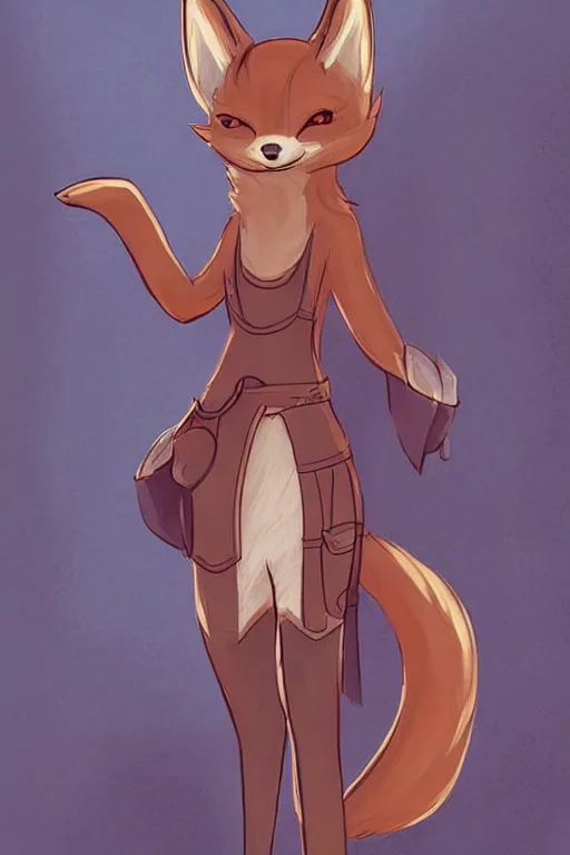 Prompt: a pretty medieval anthropomorphic fox with a fluffy tail in the forest, comic art, trending on furaffinity, cartoon, kawaii, backlighting, furry art!!!, warm shading, concept art, sunset