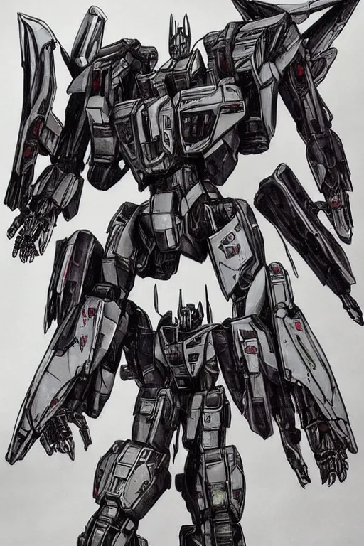 Prompt: full body illustrations of mecha, pen and ink, very detailed, concept art, transformers movie aesthetic