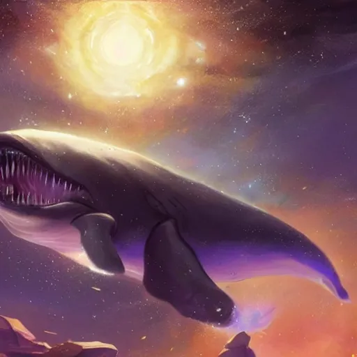 Image similar to space magical whale having multiple eyes, eyes!, eyes!, eyes!, eyes!, eyes!, eyes, galaxy whale, epic fantasy style art, galaxy theme, by Greg Rutkowski, hearthstone style art, 99% artistic