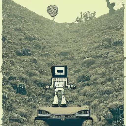 Prompt: mcbess illustration of a lonely robot seeks friend, intricate complexity, by greg rutkowski, artgerm, ross tran, conrad roset, takato yomamoto, ilya kuvshinov. 4 k, beautiful, cinematic dramatic atmosphere