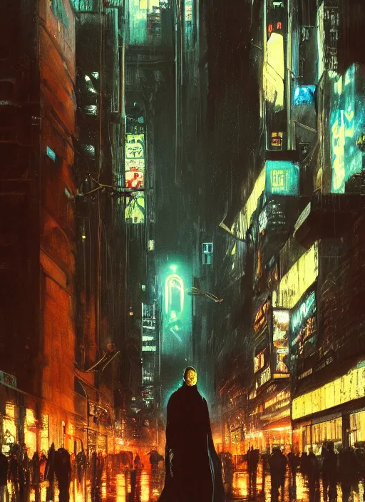 Prompt: cyberpunk batman, rule of thirds, russia, moscow, rain, lights, close shot, hyperdetailed, high quality, ultrarealistic, sculls, neon glow, 3 d, 8 k, ultra high detailed, by giger, trending on artstation, spotlight, by greg rutkowski, by da vinci, by van gogh, by jeremy mann, digital painting