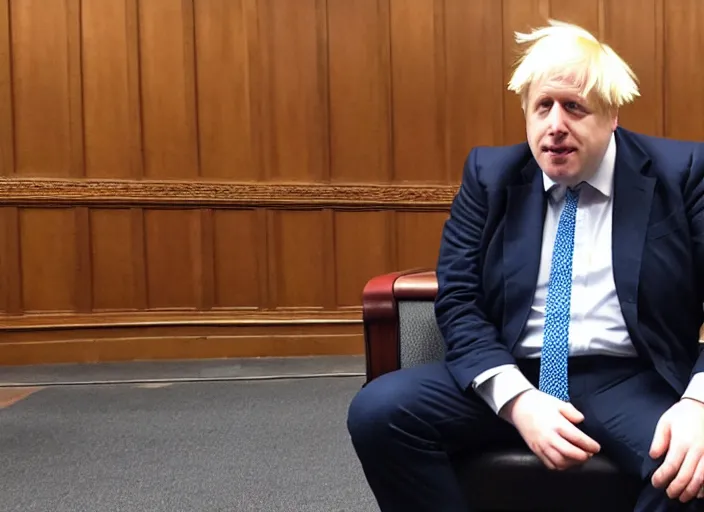 Image similar to Photo of Boris Johnson cosplaying as Dr. Eggman from Sonic series, sitting at the parlament meeting, giving an interview, highly detailed, 4k, HQ