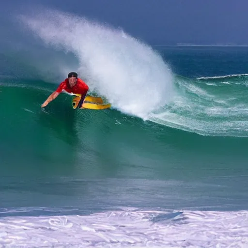 Prompt: guy riding a wave.