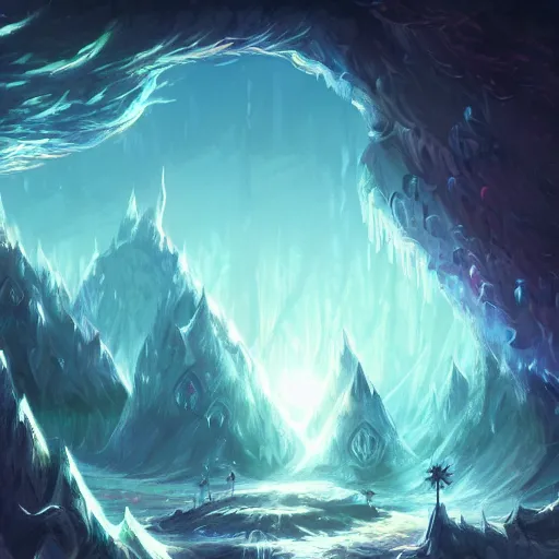 Prompt: glowing crystal cave, fantasy art in the style of Anato Finnstark, HD wallpaper, concept art, trending on art station