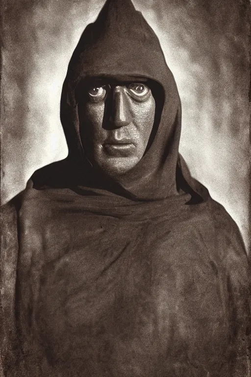 Prompt: orko, portrait, full body, symmetrical features, silver iodide, 1 8 8 0 photograph, sepia tone, aged paper, sergio leone, master prime lenses, cinematic