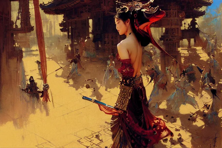 Image similar to wuxia, steampunk, painting by gaston bussiere, craig mullins, j. c. leyendecker