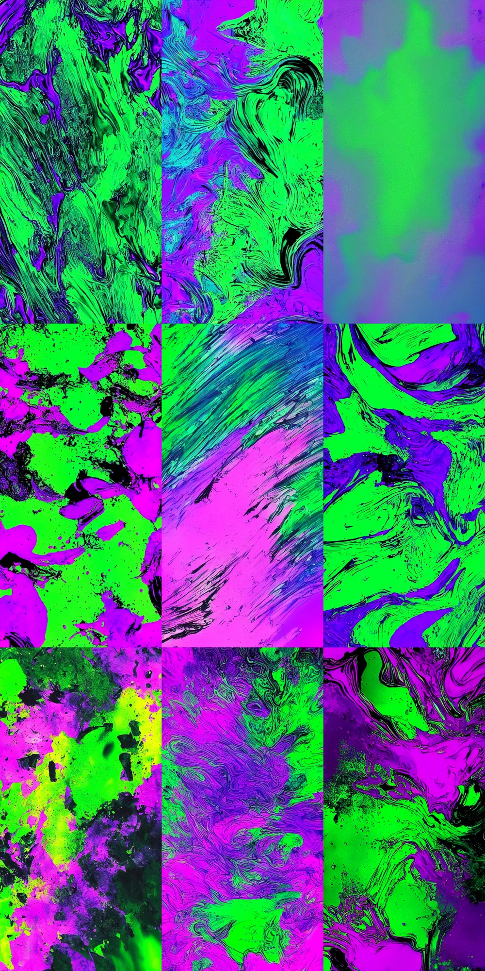 Prompt: amoled wallpaper, ink dropped into water, green, purple, black background