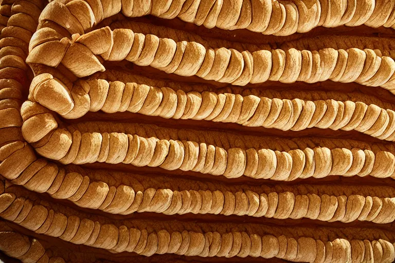 Prompt: centipede made of bread ultrarealism