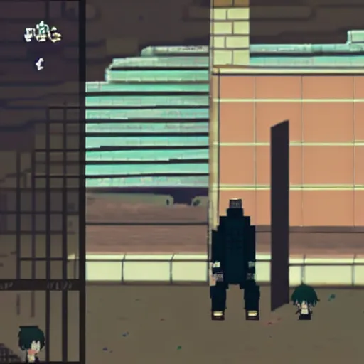 Image similar to Jetstream Sam in the video game Omori, standing next to Omori, style of Omori