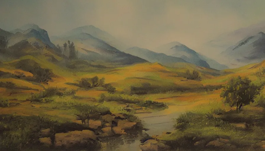 Image similar to landscape by alariko, ilustration flat
