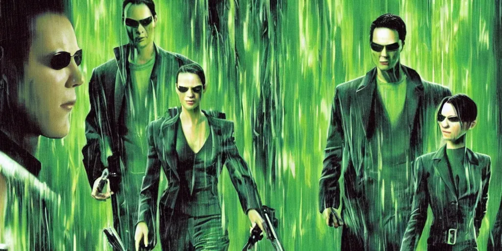 Prompt: colorful green scene from The Matrix (1999) by Markus Vogt exquisitely detailed, 4k ultra