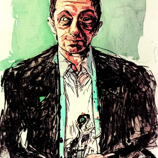 Image similar to portrait of zelensky by ralph steadman