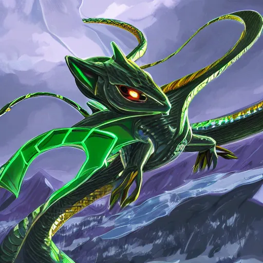 Been working on this shiny mega rayquaza digital art, a mega and