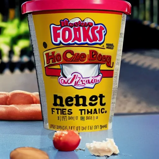 Image similar to promotional photo of an ice cream with hot dog taste,