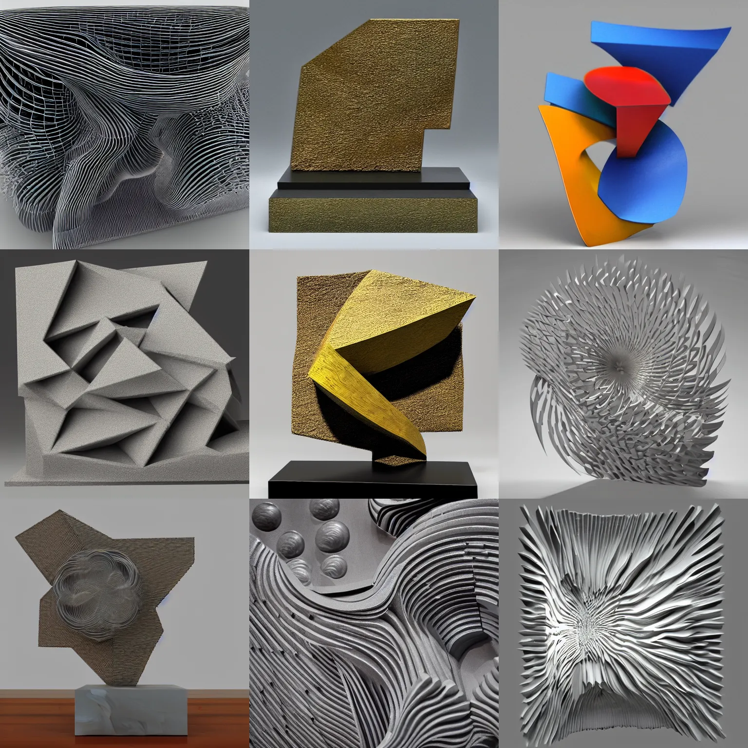 Prompt: abstract 3D composition, sculpture
