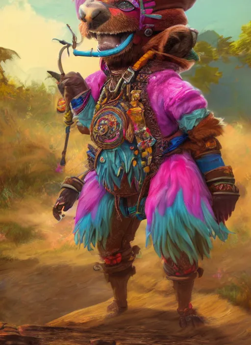 Prompt: detailed full body concept art illustration colorful pastel painting of an anthropomorphic capybara pirate in full intricate clothing, biomutant, ultra detailed, digital art, octane render, 4K