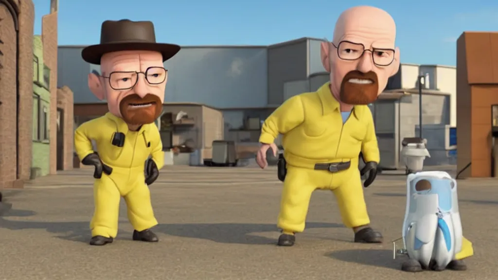 Prompt: Walter White as a pixar character