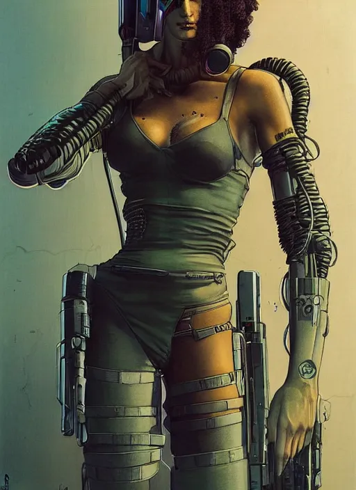 Prompt: cyberpunk mercenary. portrait by stonehouse and mœbius and will eisner and gil elvgren and pixar. realistic proportions. cyberpunk 2 0 7 7 character design, apex, blade runner 2 0 4 9 concept art. cel shading. attractive face. thick lines.