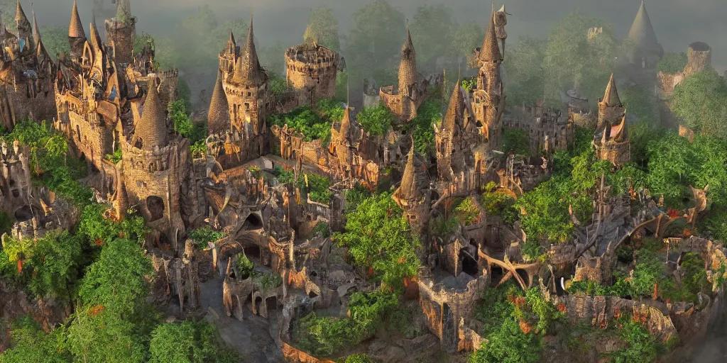 Prompt: fantasy medieval jungle castle, detailed, 4 k