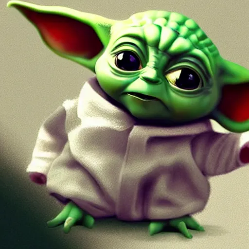 Image similar to Baby Yoda by Jeszika Le Vye, trending on artstation, hyperdetalied,