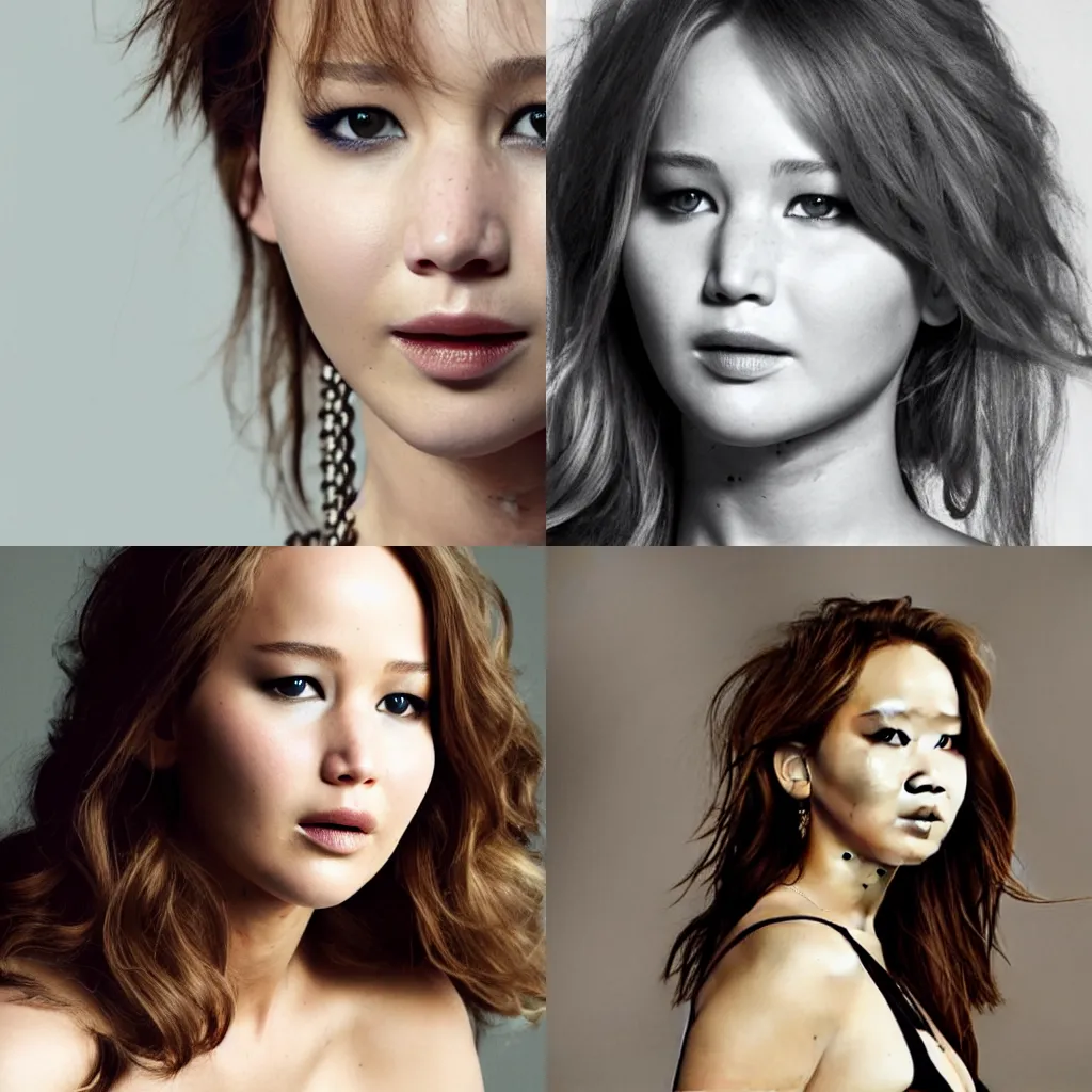 Image similar to Jennifer Lawrence as a korean model photo shoot close-up