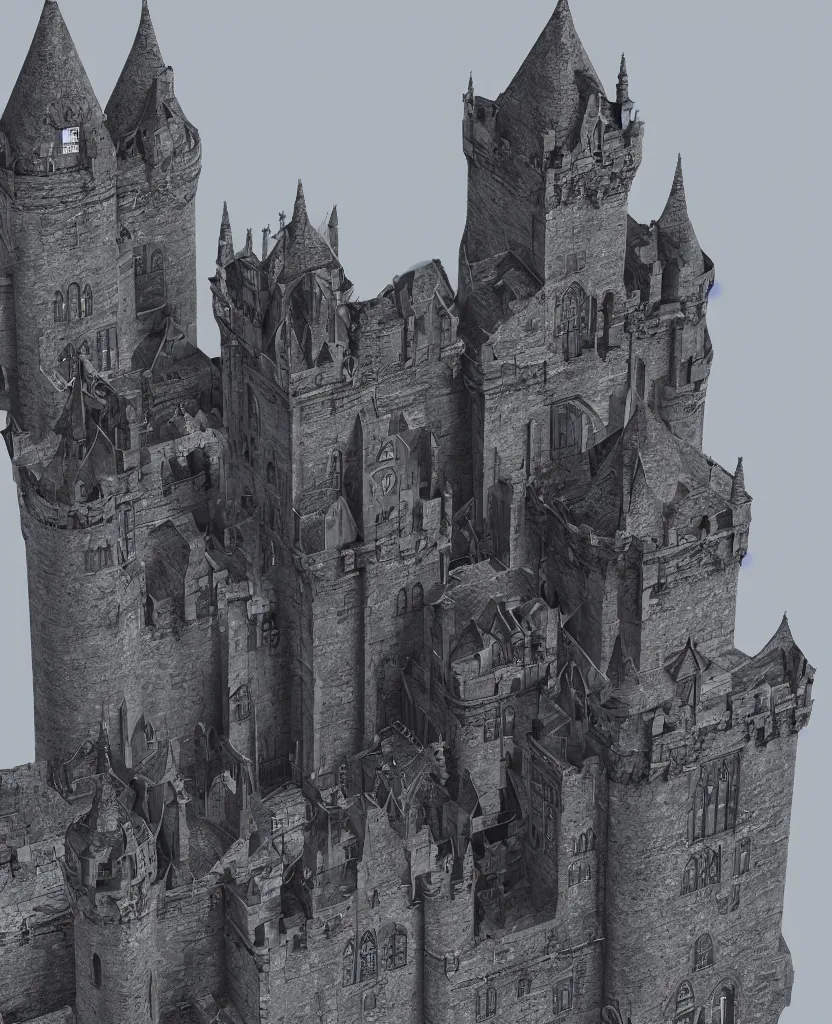 Prompt: gothic castle, realistic, 8 k, detailed, v - ray, octane render