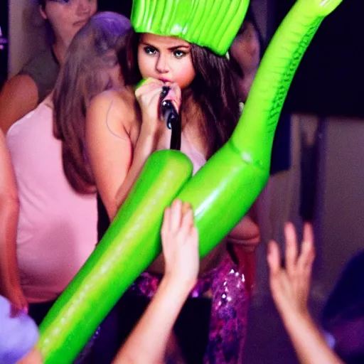 Image similar to photo of human celery as selena gomez face