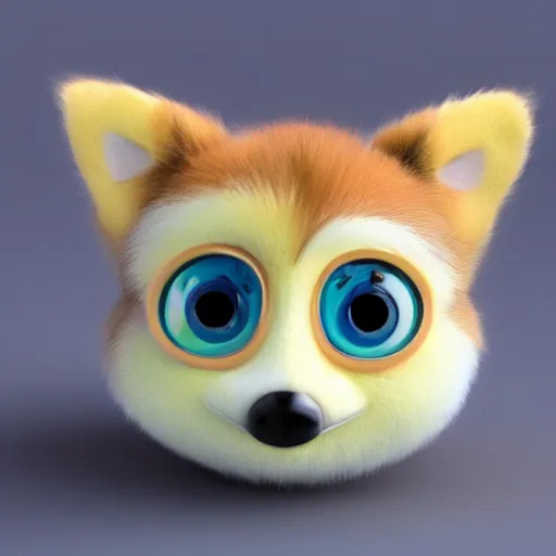 Image similar to an adorable toy corgi furby, 3 d render, cute, realistic, smooth