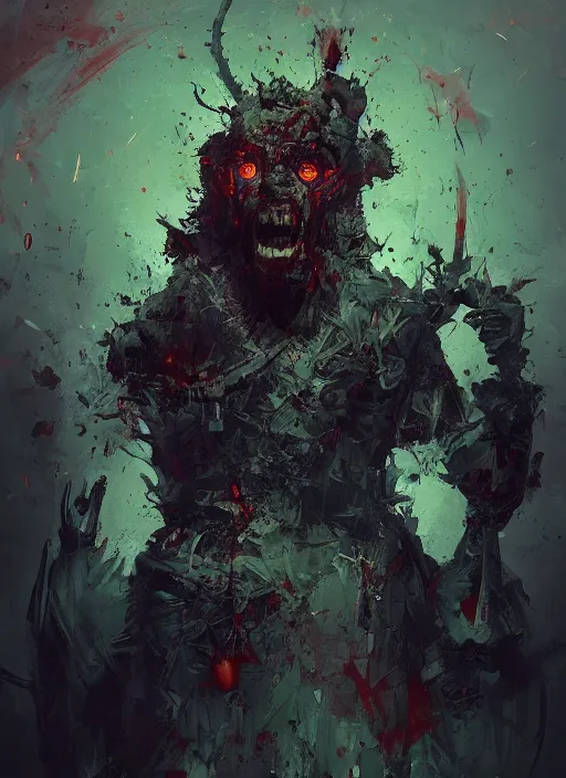 Prompt: crazy mad Joe Biden grinning demonic sadistic smile all powerful emperor of the world, high contrast, cosmic horror, abstract, masterpiece, trending on ArtStation, by Greg Rutkovski and by Craig Mullins and by David Cronenberg and by Ismail Inceoglu