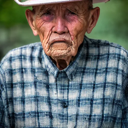 Image similar to an elderly man wearing a hat made from doughnuts, bold natural colors, national geographic photography, masterpiece, 8 k, raw, unedited, symmetrical balance