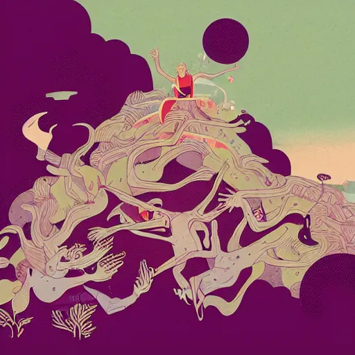 Image similar to illustration of Yelling, by Victo Ngai and James Gilleard