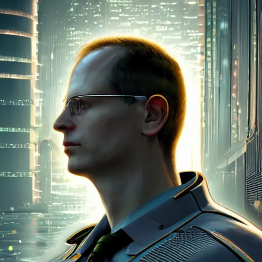 Prompt: philosopher nick bostrom portrait at oxford in cyberpunk 2 0 7 7 3 8 4 0 x 2 1 6 0 simulation hypothesis