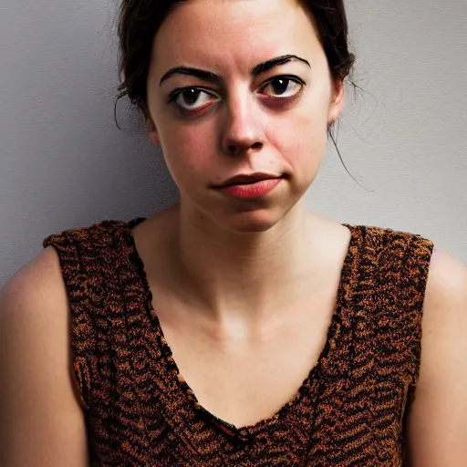 Prompt: a masterpiece portrait photo of a beautiful young woman who looks like a israeli aubrey plaza